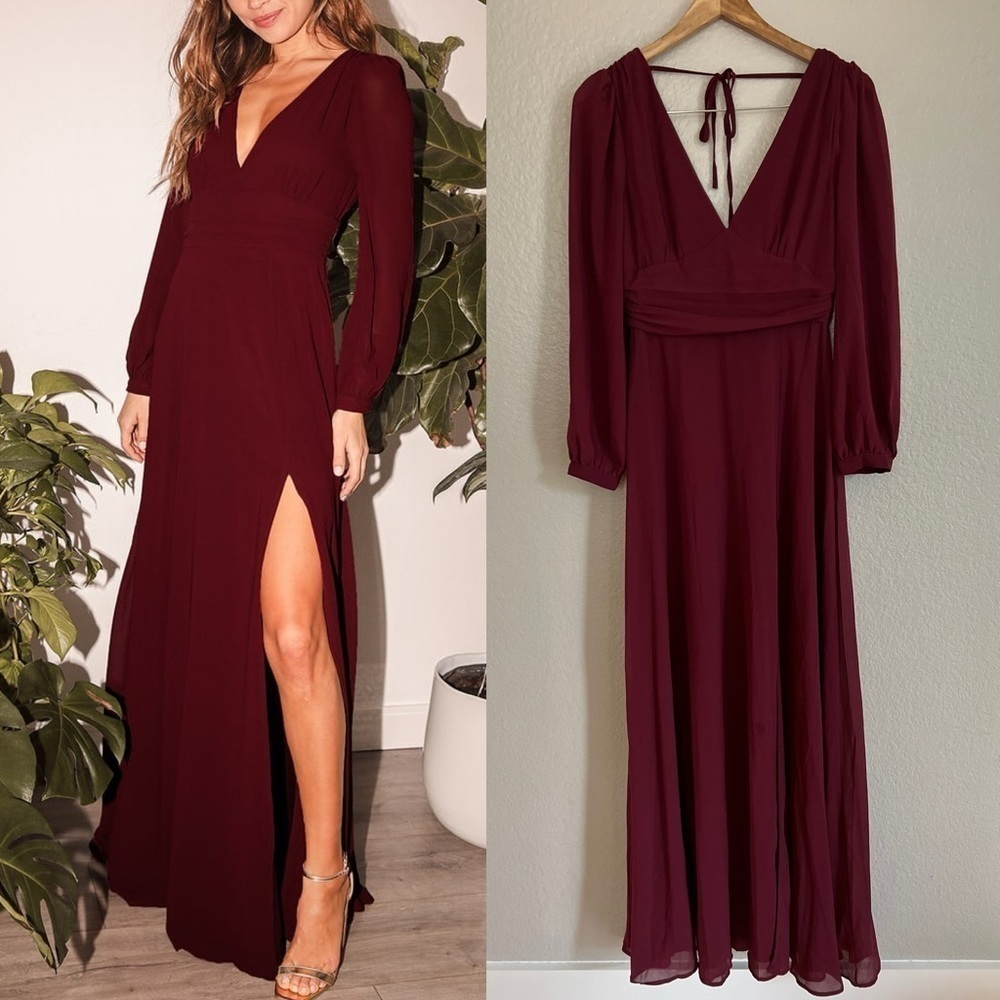 NWOT Love You So Burgundy Long Sleeve Maxi Dress